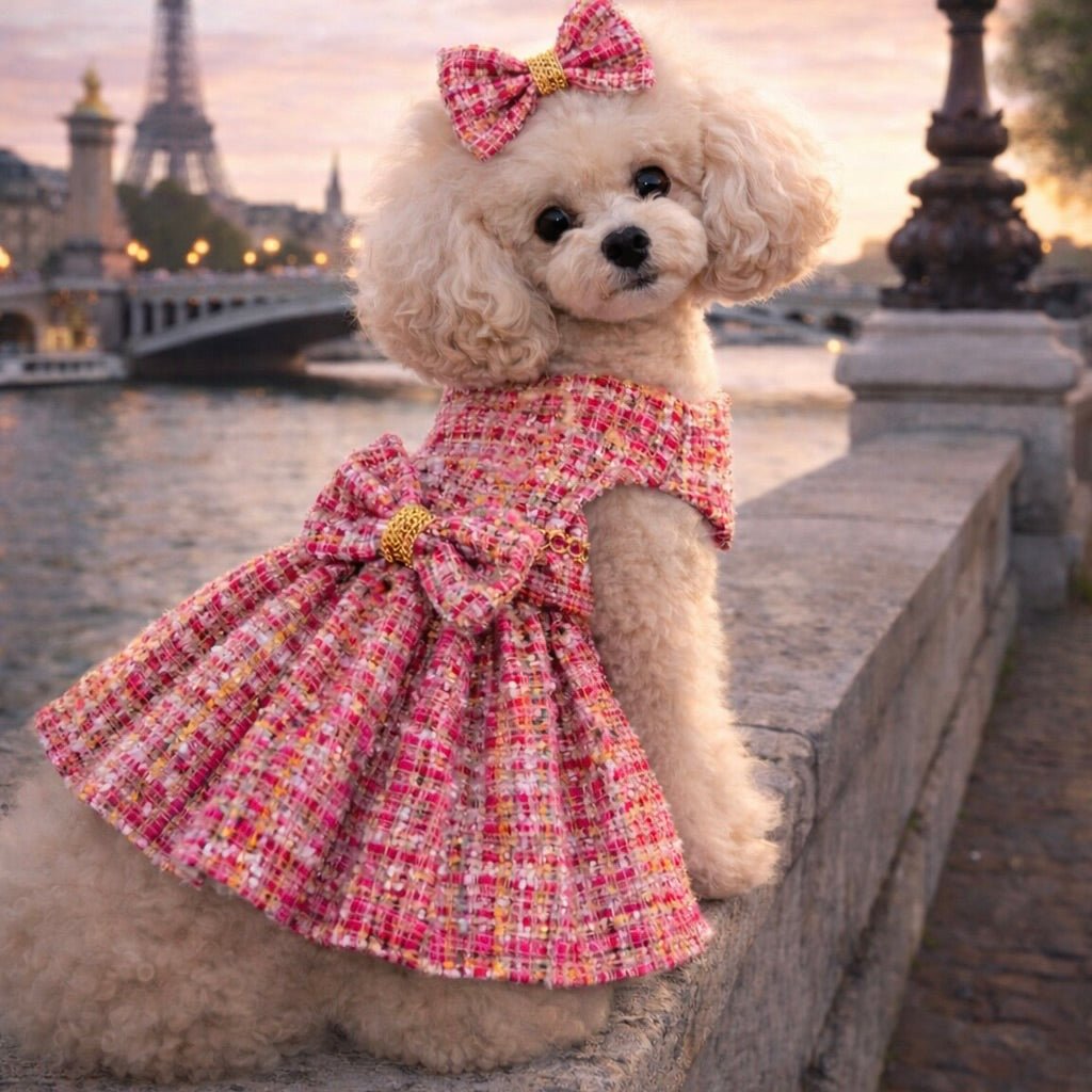 open lace back dress Doggie Design Cherry Stripe Harness Dress with Matching Leash (Medium) main image 0