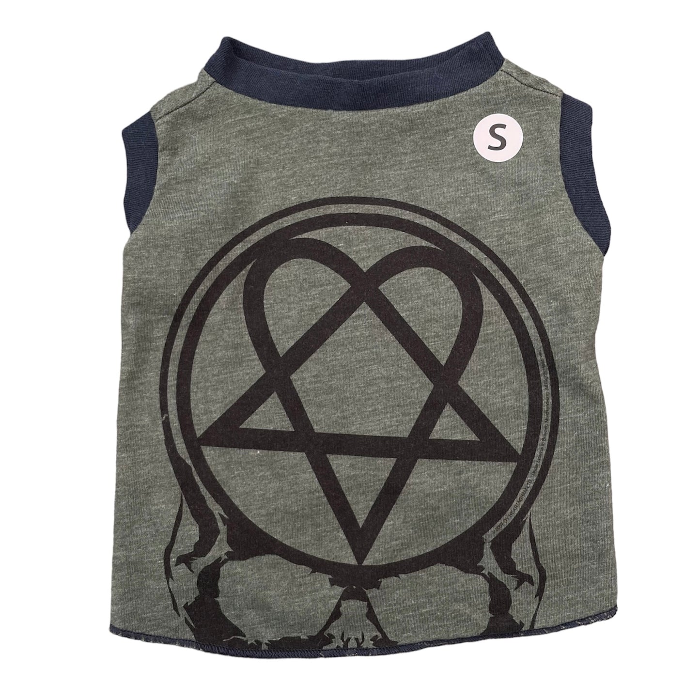 Upcycled Dog Tank - S "HIM HEARTAGRAM"