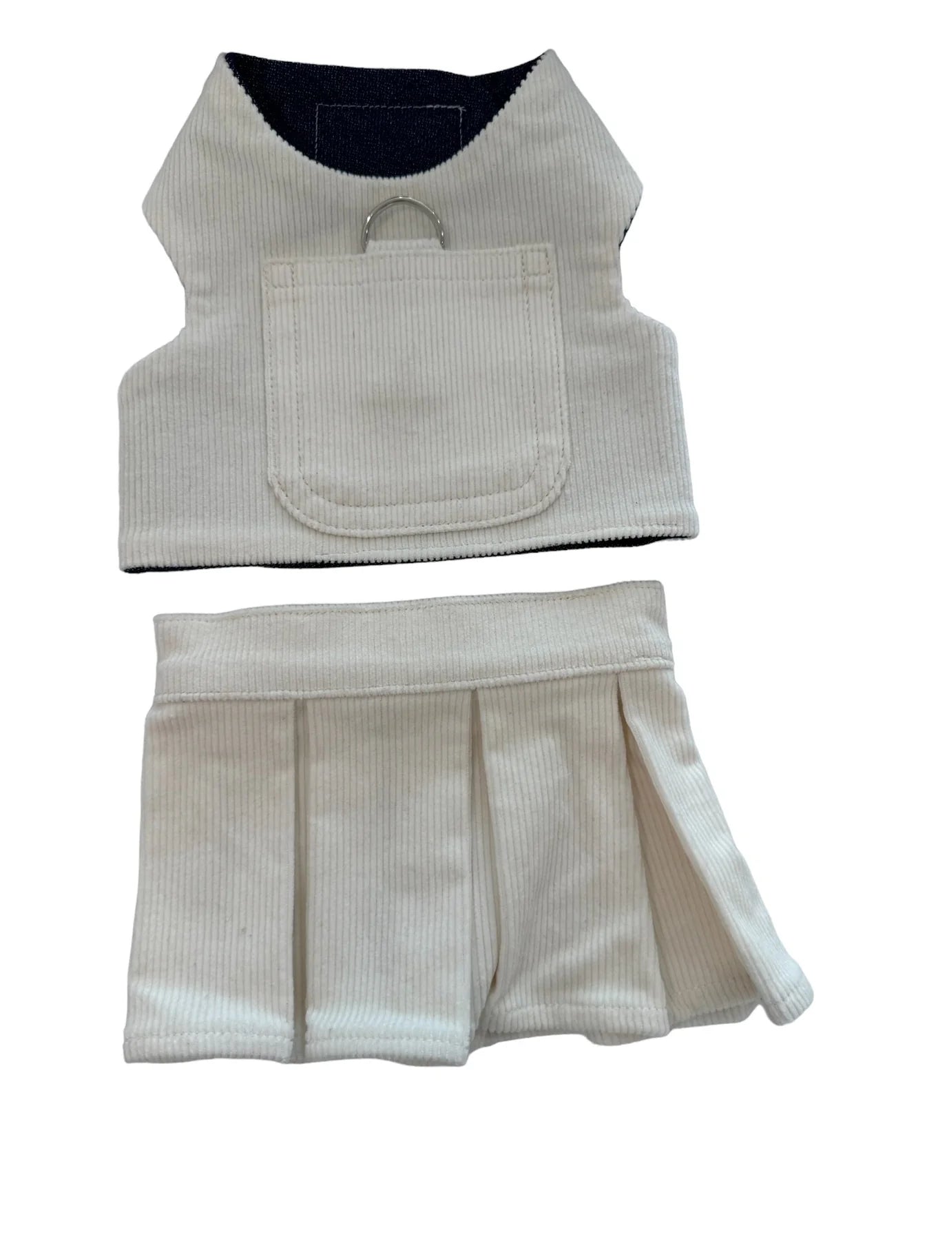 Corduroy Chic Marshmallow Bundle — Harness + Skirt Set