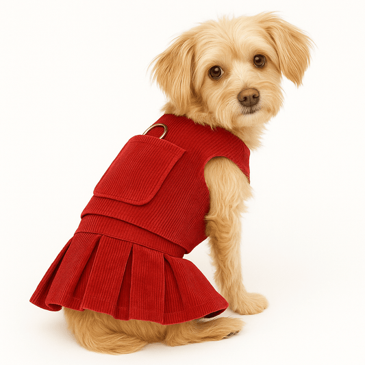 Corduroy Chic Cherry Bundle — Harness + Skirt Set