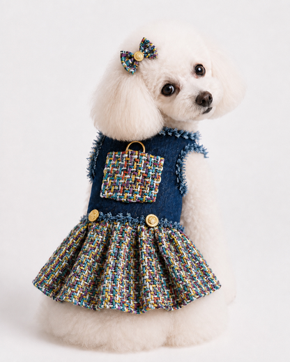 Denim and Tweed Couture Dress