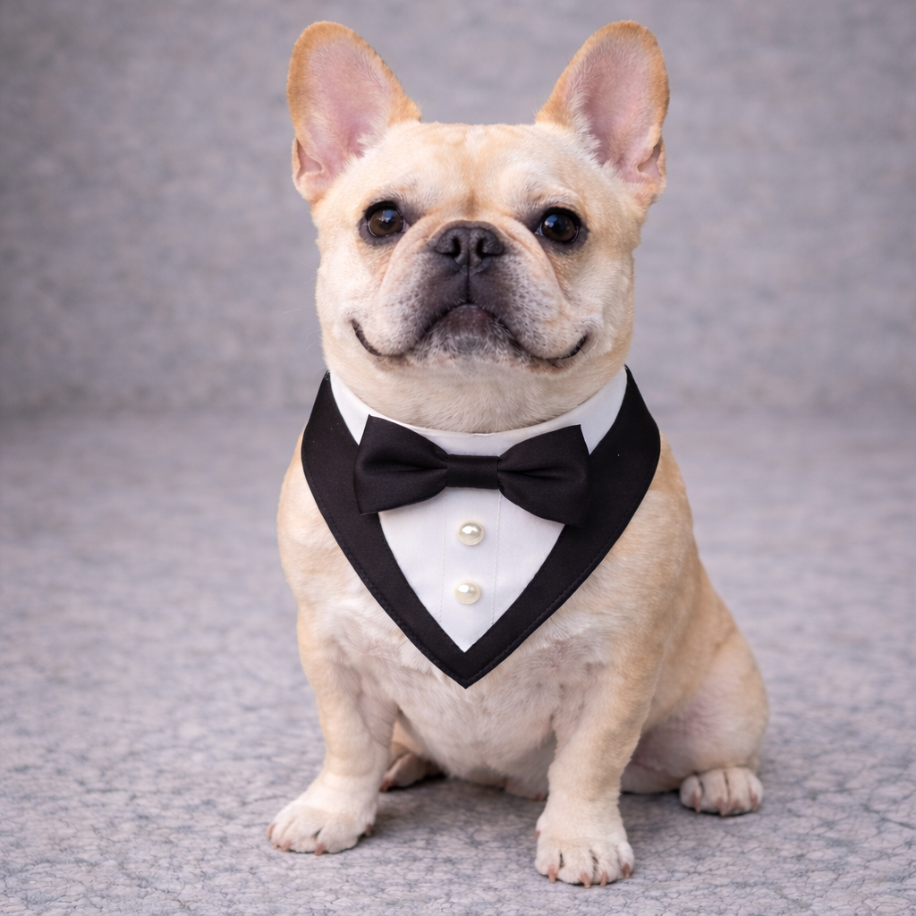 The Ceremony Bandana- Luxury Satin Tuxedo Dog