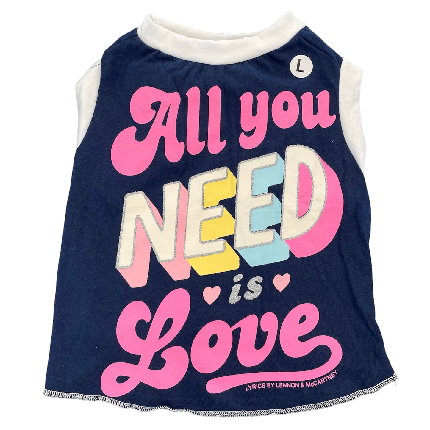 Upcycled Dog Tank - L "ALL YOU NEED"