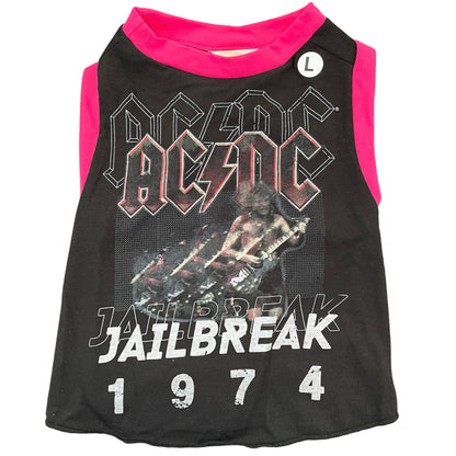 Upcycled Dog Tank - L "ACDC PINK"