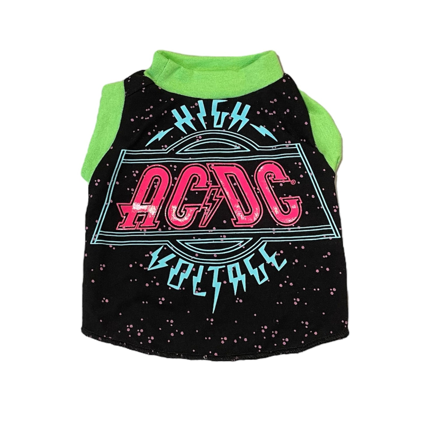 Upcycled Dog Tank - XS "ACDC VOLTAGE"
