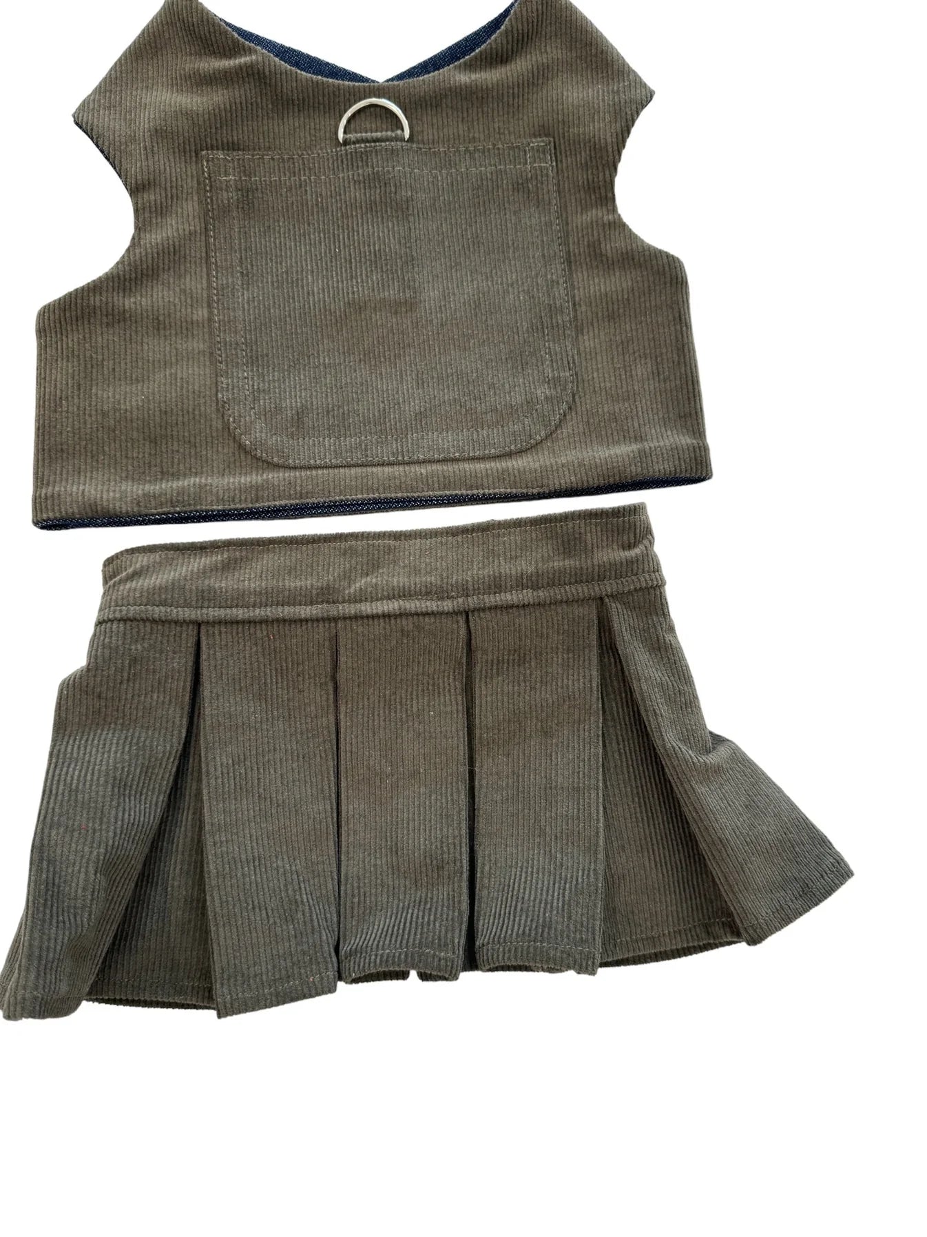 Corduroy Chic Emerald Green Bundle — Harness + Skirt Set
