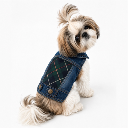 Green Plaid Panel Vest