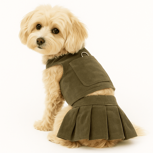 Corduroy Chic Emerald Green Bundle — Harness + Skirt Set