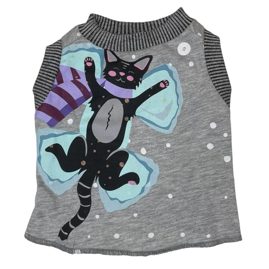 Upcycled Dog Tank - S "SNOW KITTY"