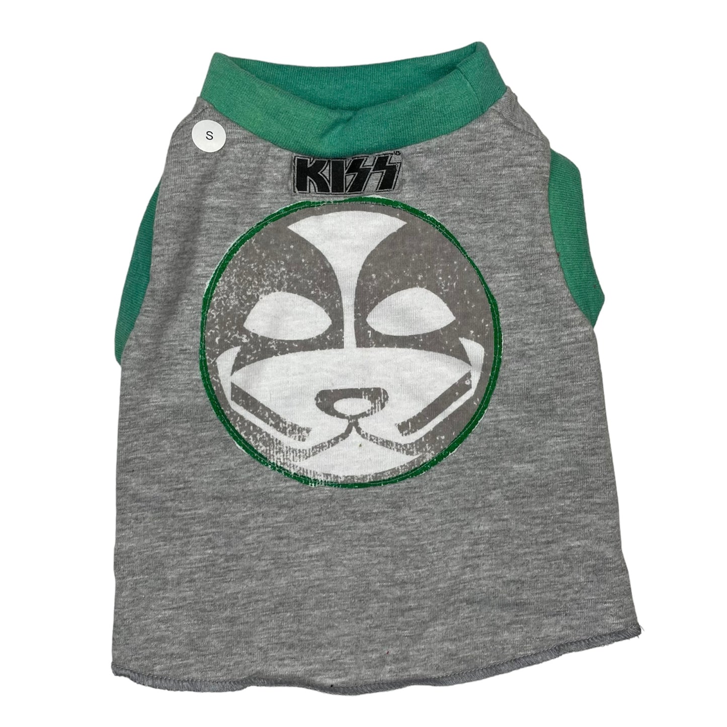 Upcycled Dog Tank - S "KISS (CATMAN) GRN"