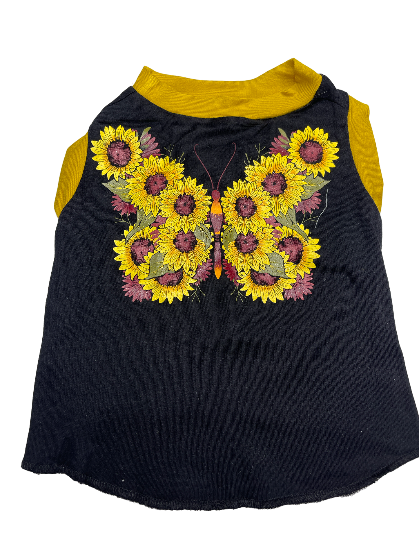 Upcycled Dog Tank - M "Sunflower Wings"